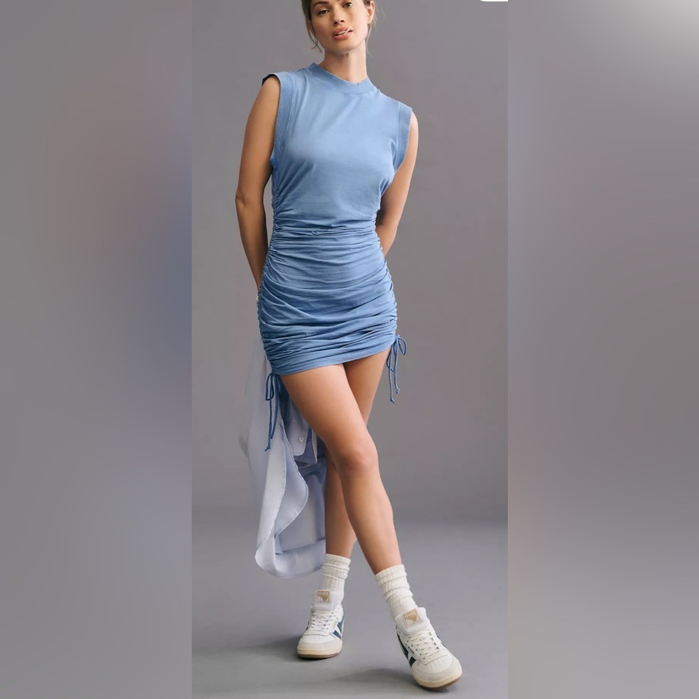 Anthropologie Daily Practice Sleeveless Ruched Mini Dress